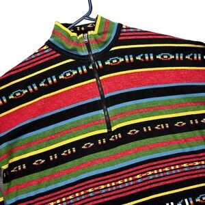 Chaps Sport Southwestern Aztec 1/4 Zip Pullover Shirt Top Womens L Lightweight
